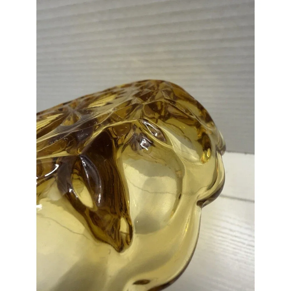 Vintage Anchor Hocking Fairfield Amber Glass Divided Relish Candy Dish